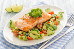 Grilled Salmon Fillet with Vegetables